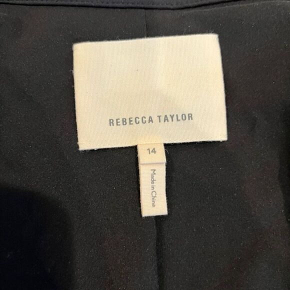 Rebecca Taylor Ava Peplum Jacket Zipper Front Scuba Black Size 14 - Picture 7 of 13